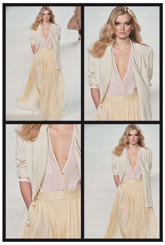Falda larga con blusita y blazer