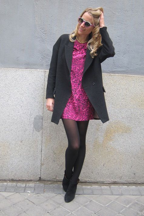 vestido print fucsia