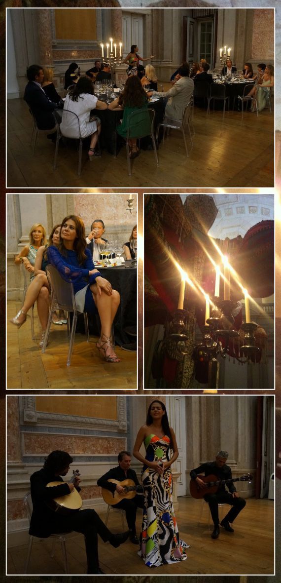 María León cenando con Fados en el "Palacio de Ajuda".