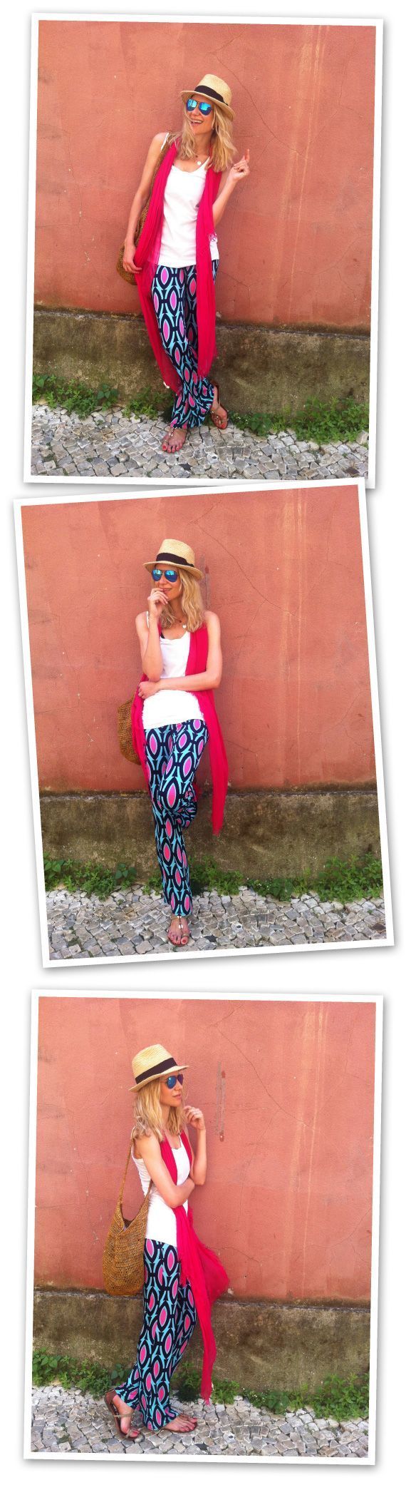 María León combinando pantalones de Ibiza y camiseta de Zara.