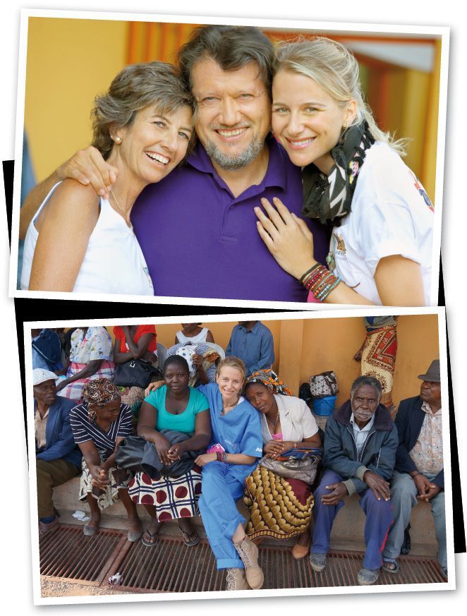 María León con los hermanos Barraquer en Mozambique