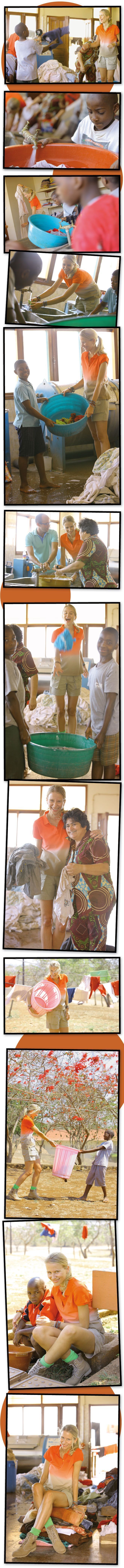 María León ayudando en el mantenimiento de "La Casa Do Gaiato" en Mozambique
