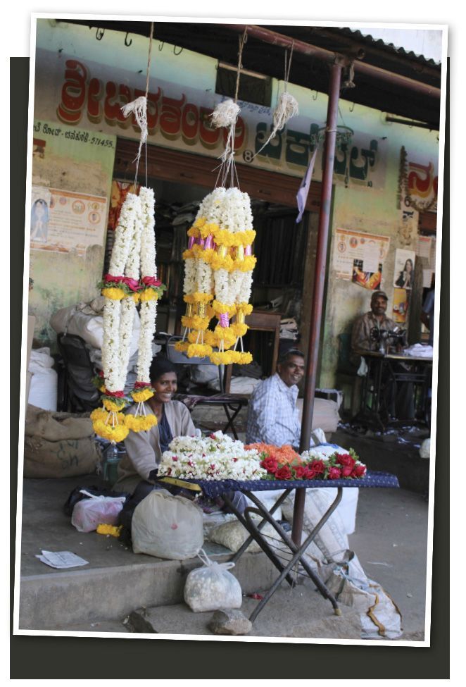 Mercado de flores en la India