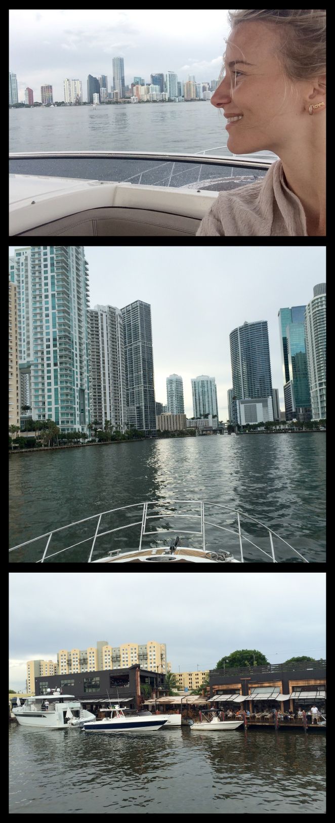 María León dando un paseo en barco por el corazón de Miami.