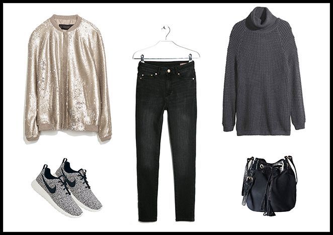 Bomber y Jersey: Zara, Pantalones: Mango, Bolso: Massimo Dutti, Zapatillas: Nike