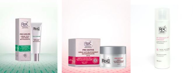 Pro-Sublime Creme Yeux Anti-Rides Revitalisante, Pro-Define Creme Anti-Reláchement Raffermissante y Lait Démaquillante Hydratant de ROC