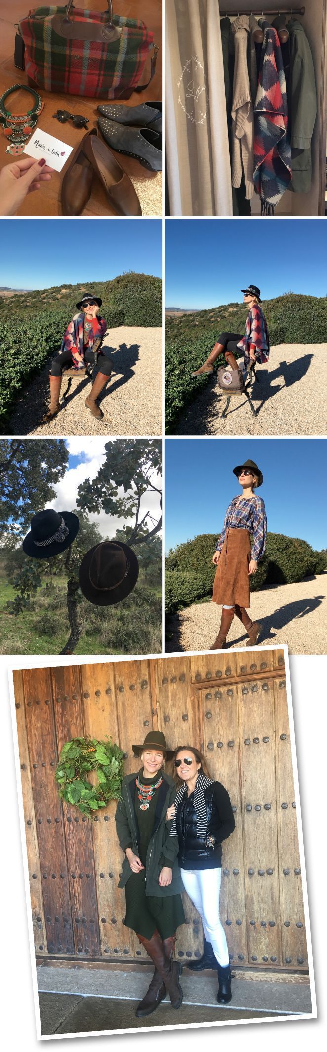 Si os escapáis a un lugar de campo y necesitáis ideas para saber que meter en la maleta, aquí comparto algunas fotos que os pueden servir de inspiración. No os olvidéis de meter botas de campo, jerseys de lana, un poncho, camisas de cuadros, vaqueros, sombreros que suelen dar un toque muy estiloso a los looks y accesorios camperos (me encantan los collares de Mi María Morena)