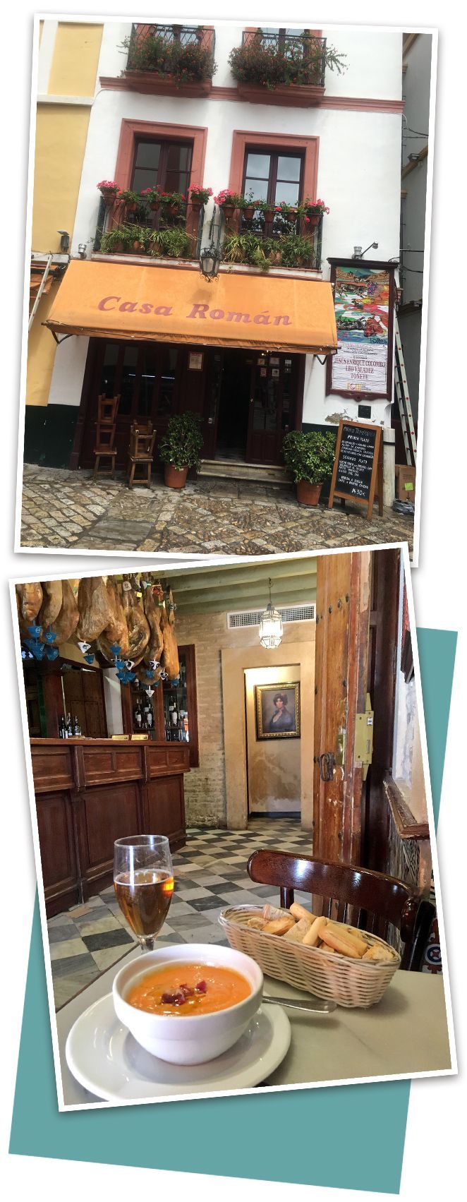 Nuestro plan acabó con un almuerzo informal y muy andaluz en Casa Román, uno de mis restaurantes favoritos de Sevilla donde siempre recomiendo tomar el salmorejo, las berenjenas y la presa ibérica.