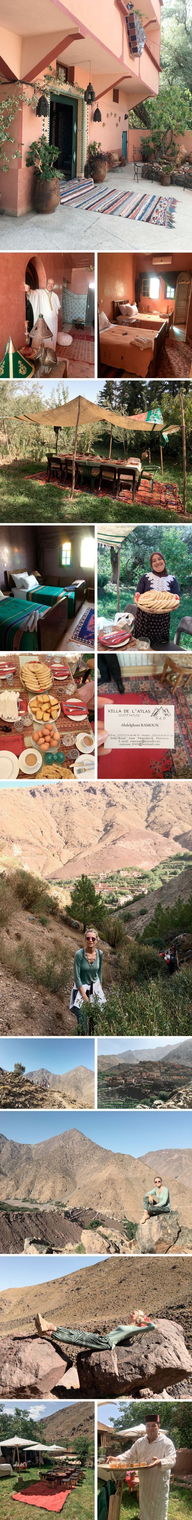 Una excursión para hacer trekking por las espectaculares montañas del Atlas comenzando desde Amlil (1 hora y media en coche desde Marrakech). Tenéis la opción de ir a pasar la noche allí el día anterior o salir el mismo día desde muy pronto por la mañana (7 A.M es mi recomendación) parando a desayunar en el camino en el Villa De L´Atlas de Asni, un auténtico albergue marroquí donde su dueño Adbul Ramoun os cuidará con mucho cariño. Para dormir os recomiendo la Casa de Huéspedes Kasbah du Toubkal, ellos mismos se encargan de organizar el mejor tour de trekking. Ésta es una actividad apta para los que seáis deportistas porque tiene su parte física dura.