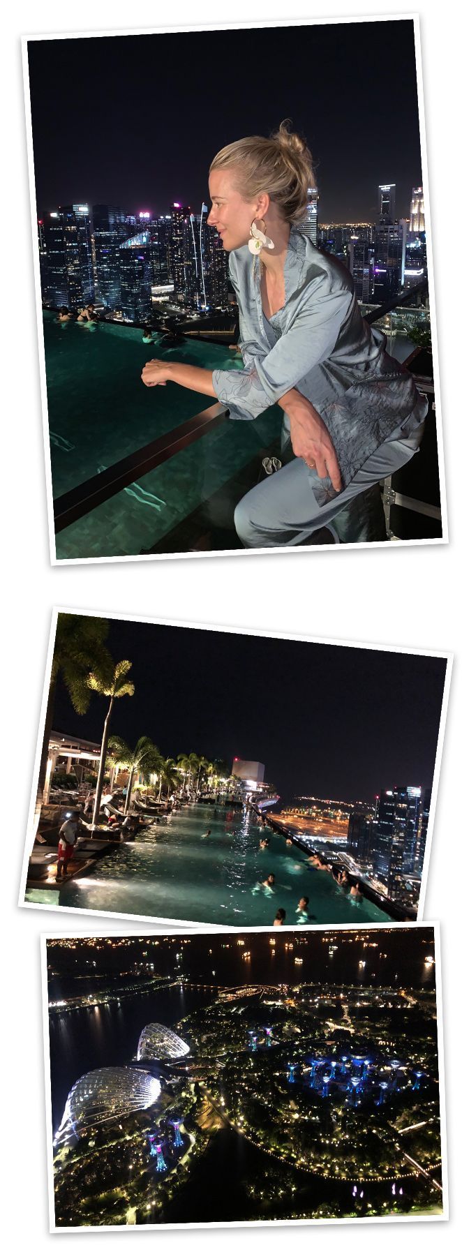 Una copa en la terraza CeLaVi del Hotel Marina Bay Sands. Impresionantes las vistas, divertido ambiente y muy buena música.