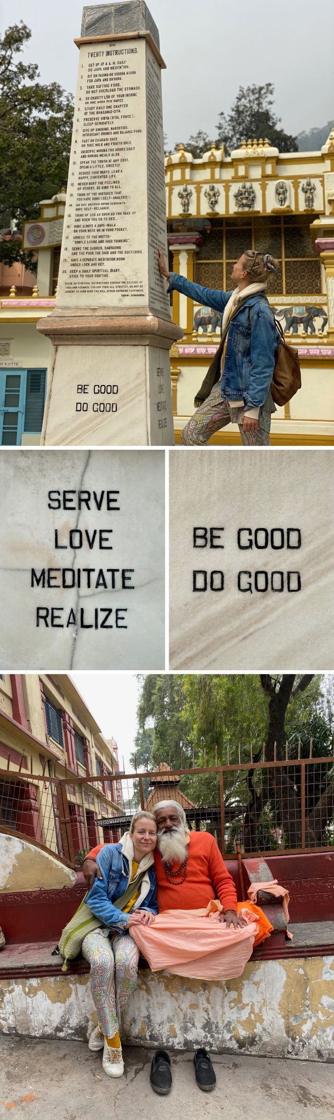 Otra de las cosas que forma parte del estilo de vida y filosofía de los indios y que descubrí durante mi visita a Rishikesh, una ciudad situada en las faldas de las montañas de los Himalayas, es el concepto de los ashrams. El ashram no se trata solo de un lugar físico, sino de una filosofía de vida y consiste en que varias personas conviven en comunidad espiritual bajo unas estrictas normas de vida buscando la iluminación y con el objetivo de ayudar también a otros a conseguirla, además de desarrollar obras de caridad para los más necesitados. Cuentan con hospedería, comedor, templo, escuela, librería e incluso hospital. Cada ashram (palabra en sánscrito que significa “Lo que lleva al esfuerzo”) tiene su propia misión de vida y cada miembro que a él pertenezca tiene que pasar por 4 fases de vida importantes